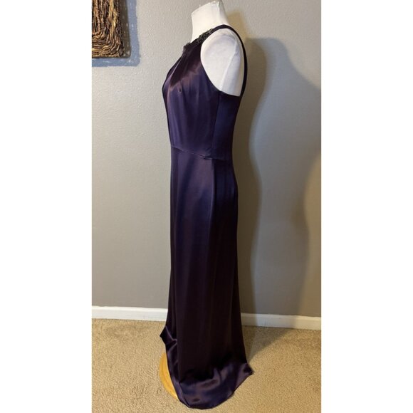 Vintage Y2K Vera Wang Long Formal Maxi Dress 10 Purple Silk Party Cruise Wedding - Picture 9 of 15